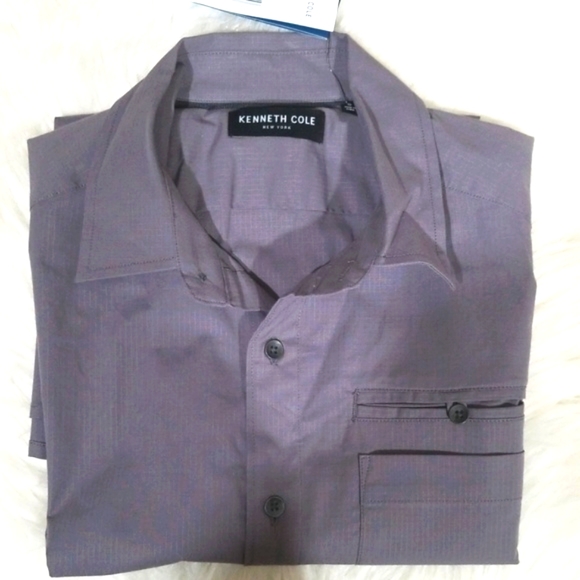 Kenneth Cole Gray Short Sleeves Casual Shirt. NWT! - Picture 3 of 8